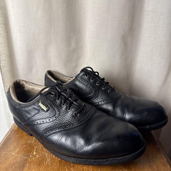 Men\'s‎ FootJoy TurfMasters Golf Shoes Vintage Black Leather 53791 Size 12 M